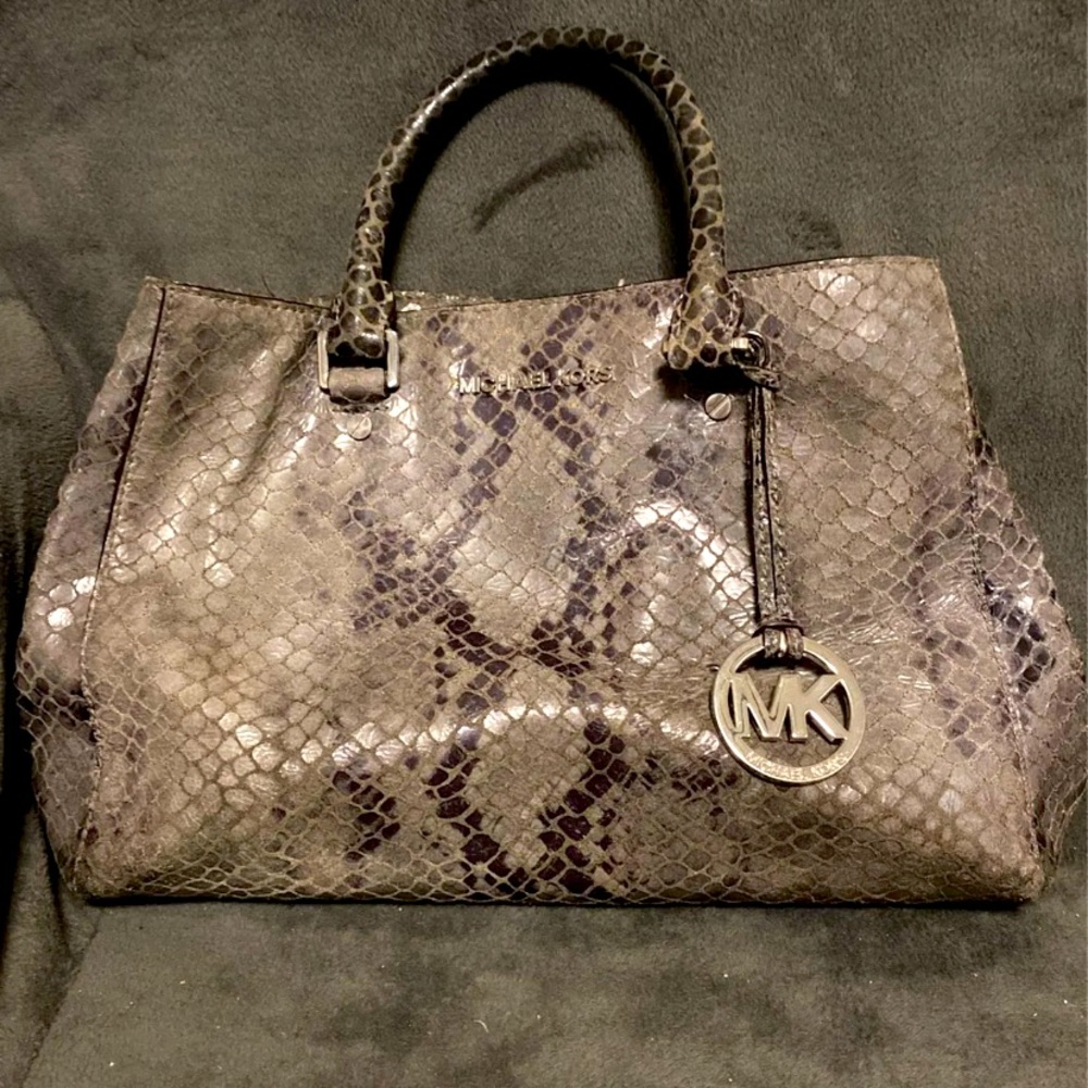 Michael Kors Grey Snakeskin Shoulder Bag